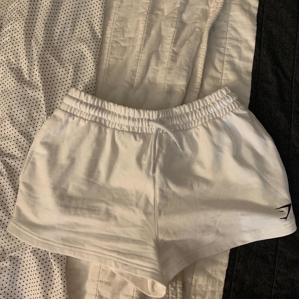 White Gymshark sweat shorts
